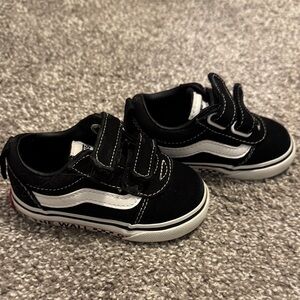 Vans Kids Black and White Velcro Sneakers